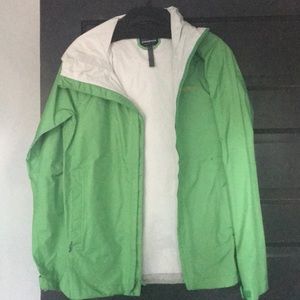 Line green Patagonia raincoat